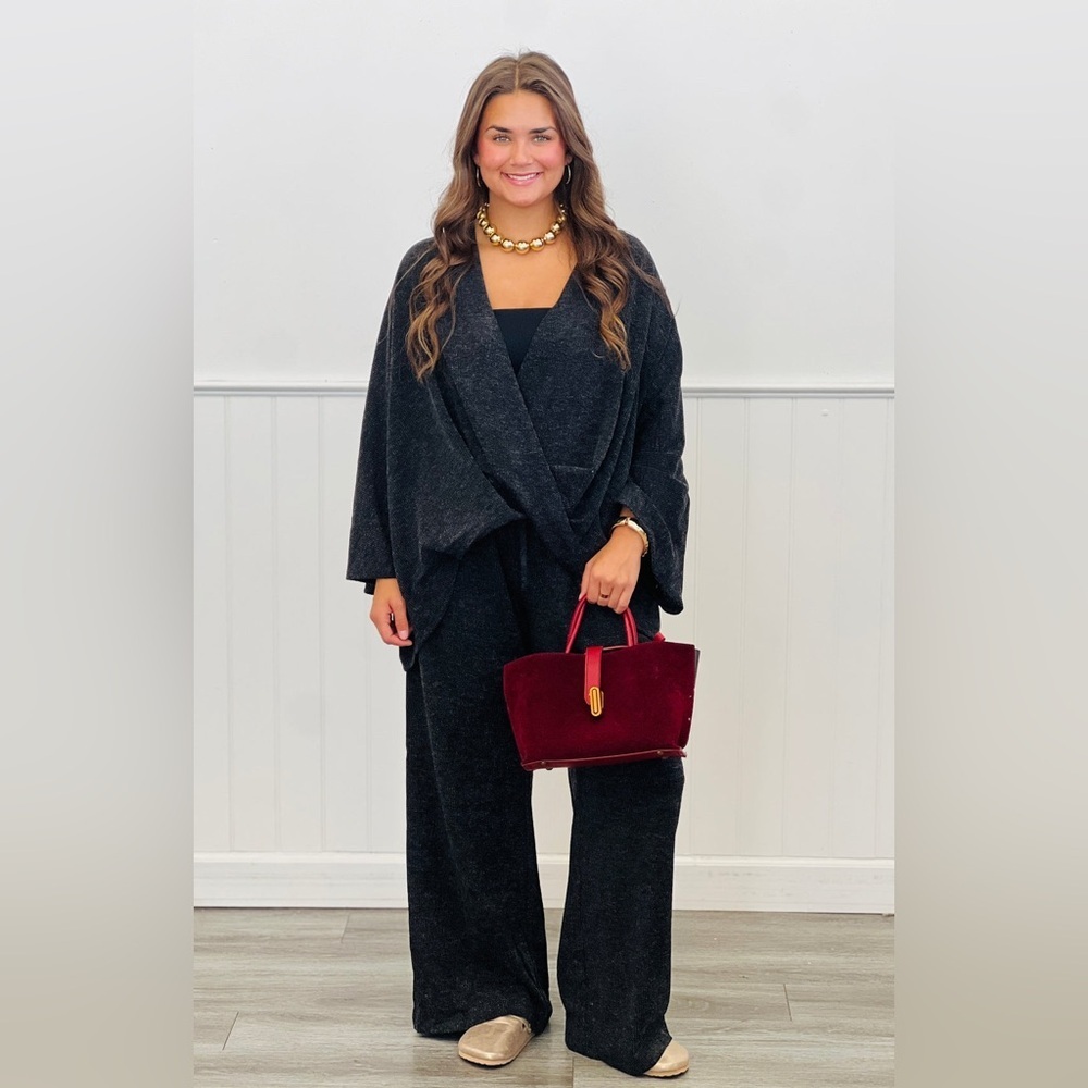 NWT | Black Shimmery 2 Piece‎ Set | Oversized Cozy Chic | Engel Lane | M